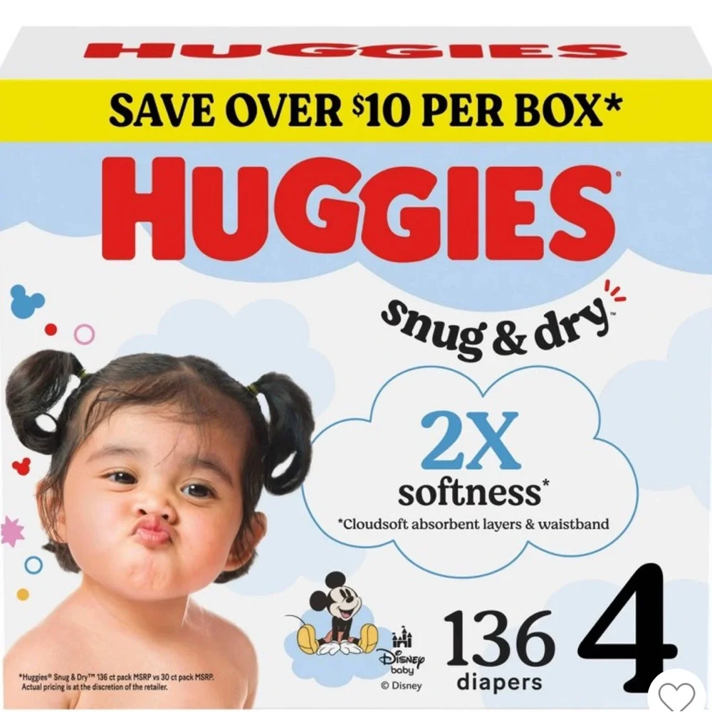 NWT •HUGGIES •MICKEY MOUSE •BABY DIAPERS SIZE 4 •22-37 lbs